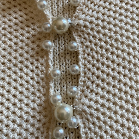 Emporio Armani pearl bead trimmed silk/cottonn cardigan, size 40 - Picture 5 of 5